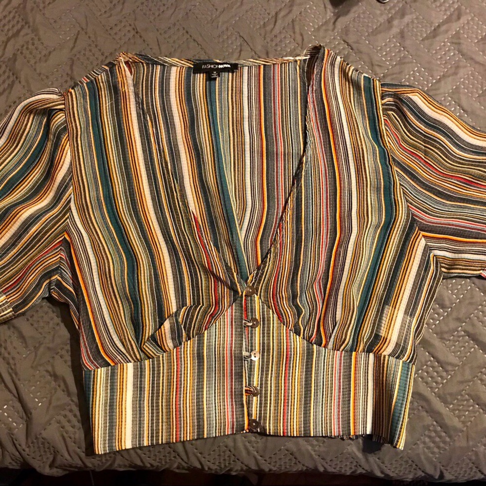 Colorful Fashion Nova V-Cut Crop Top